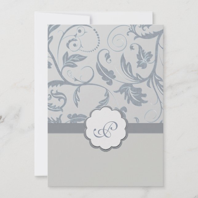 Floral Monogram Wedding Invitation (Front)