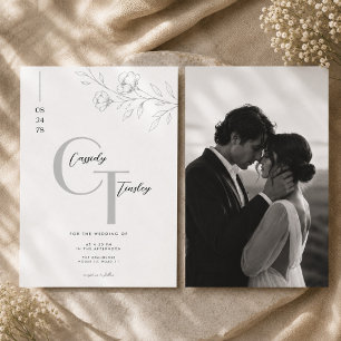 Floral Monogram Wedding Invitation Suite.