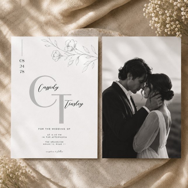 Floral Monogram Wedding Invitation Suite. (Creator Uploaded)