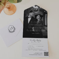 Floral Monogram Wedding Photo QR Code