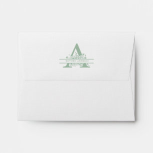 Floral Monogram with Green Gingham Envelope