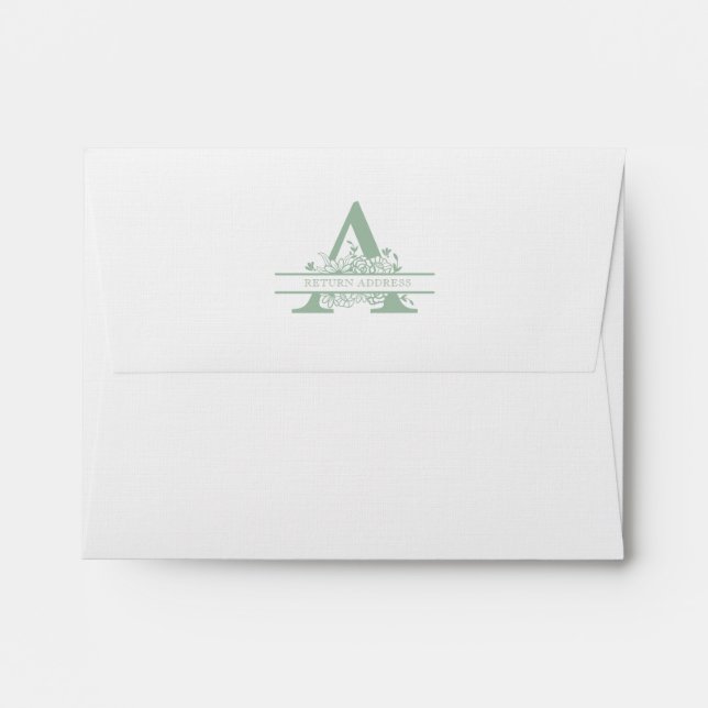 Floral Monogram with Green Gingham Envelope (Back (Top Flap))