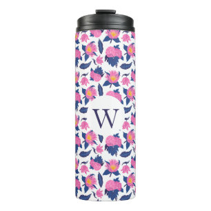 Floral Monogram with Initial – Personalised Gift Thermal Tumbler