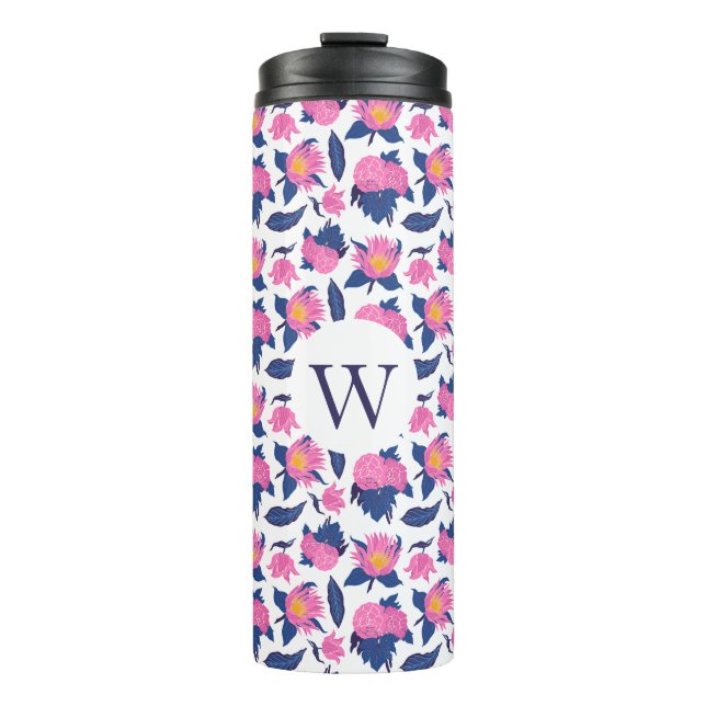 Floral Monogram with Initial – Personalised Gift Thermal Tumbler (Front)