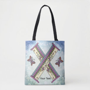 floral Monogram X  Tote Bag