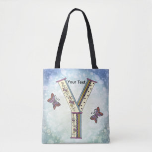 floral Monogram Y  Tote Bag