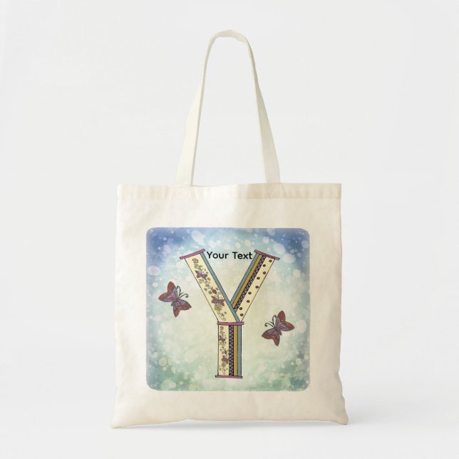floral Monogram Y  Tote Bag (Front)