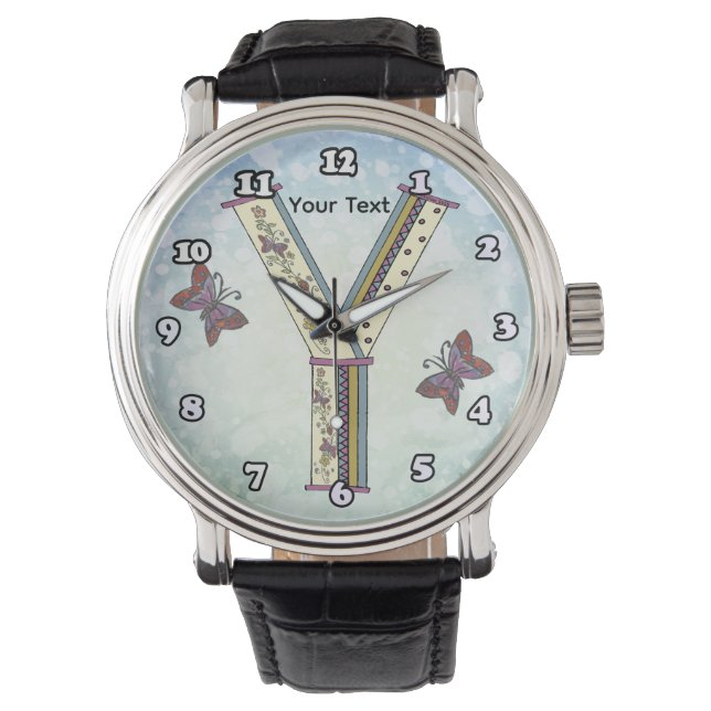 floral Monogram Y  Watch (Front)