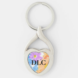 Floral Monogrammed Flower Watercolor Keychain