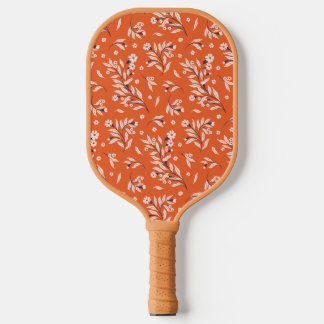 Floral Monogrammed Initials Orange & Pink Pickleball Paddle