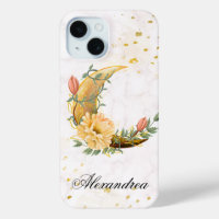 Floral Moon, Beige and Yellow Graphic