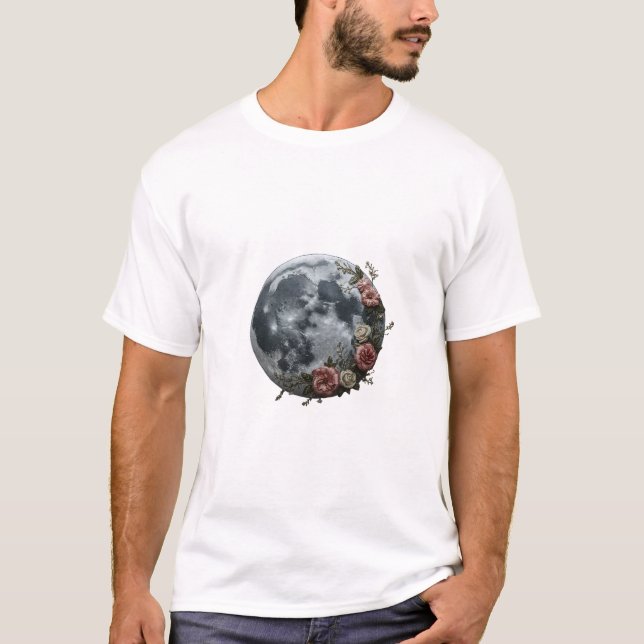 Floral Moon Celestial Graphic T-Shirt (Front)