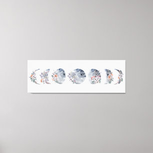 Floral Moon Phase Canvas  Print