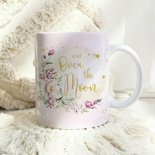 Floral Moon Pink Baby Shower Coffee Mug