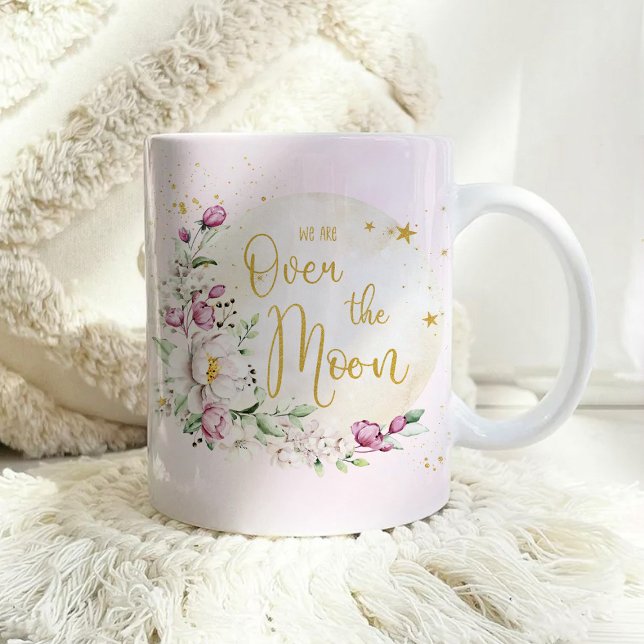 Floral Moon Pink Baby Shower Coffee Mug (Creator Uploaded)
