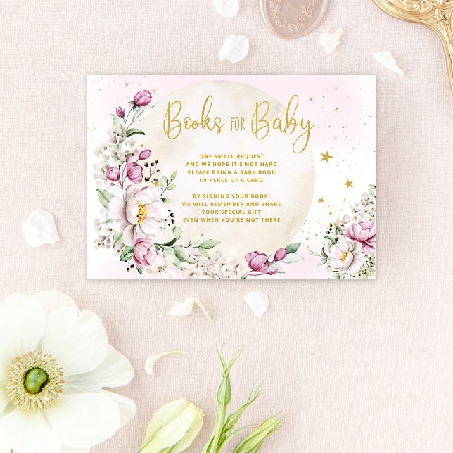 Floral Moon Pink Books For Baby Enclosure Card (Creator Uploaded)