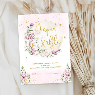 Floral Moon Pink Diaper Raffle Enclosure Card
