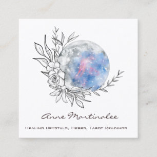 Floral Moon Square Business Card