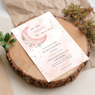 Floral Moon Twinkle Star Baby Shower Invitation