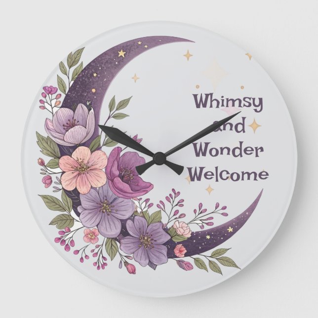 Floral Moon Wall Clock (Front)