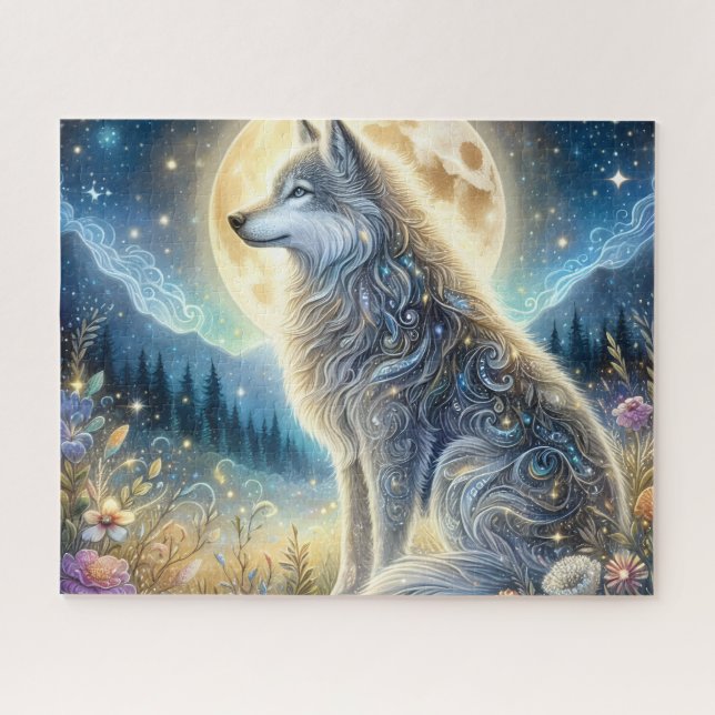 Floral Moon Wolf Moon Jigsaw Puzzle (Horizontal)
