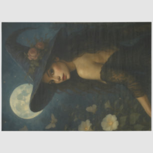 Floral Moonlight Witch Gothic Halloween Decoupage Tissue Paper