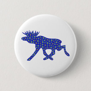 Floral Moose 6 Cm Round Badge