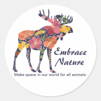 Floral Moose Nature Stickers