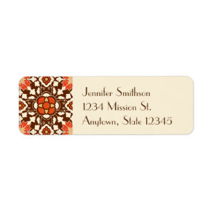 Floral Moroccan Tile, Brown, Rust and Beige