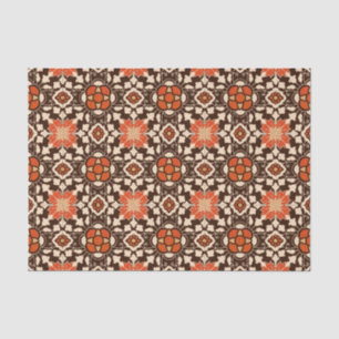 Floral Moroccan Tile, Brown, Rust and Beige Tissue Paper
