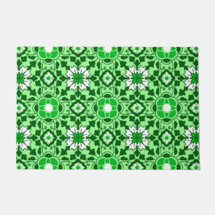 Floral Moroccan Tile, Emerald and Lime Green Doormat