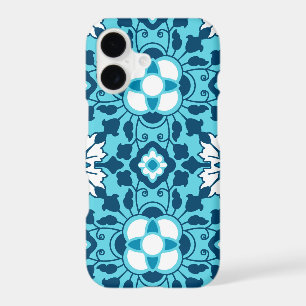 Floral Moroccan Tile, Indigo, Sky Blue and White