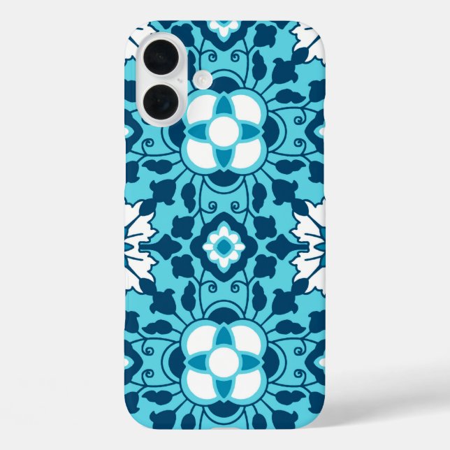 Floral Moroccan Tile, Indigo, Sky Blue and White Case-Mate iPhone Case (Back)