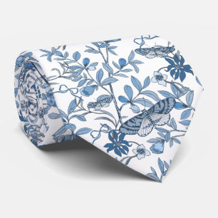 Floral Moth Butterfly Pattern Tie