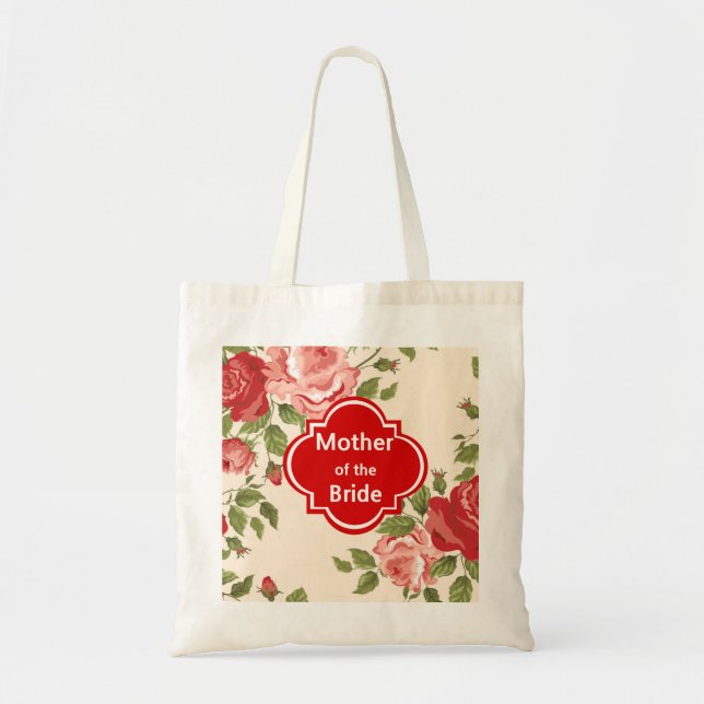 Floral Mother of the Bride Wedding Tote Bag (Front)
