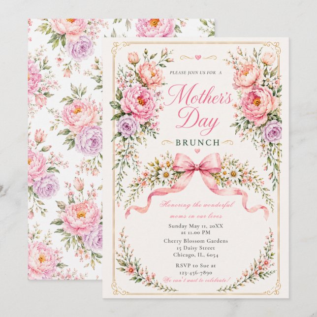 Floral Mother’s Day Brunch Invitation (Front/Back)