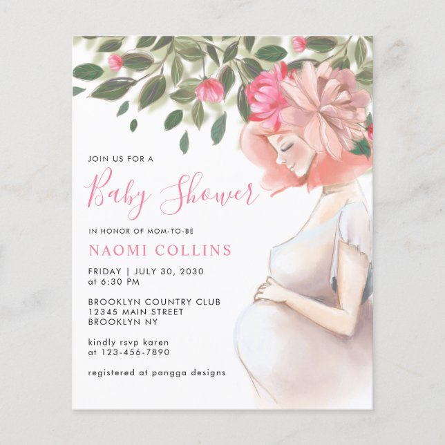 Floral Motherhood Pregnant Mum Mother Baby Shower  (Front)