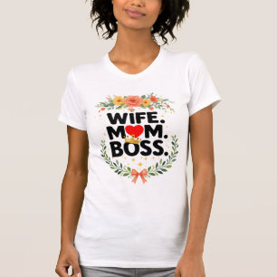 Floral Motherhood Queen Heart – Elegant Botanical  T-Shirt