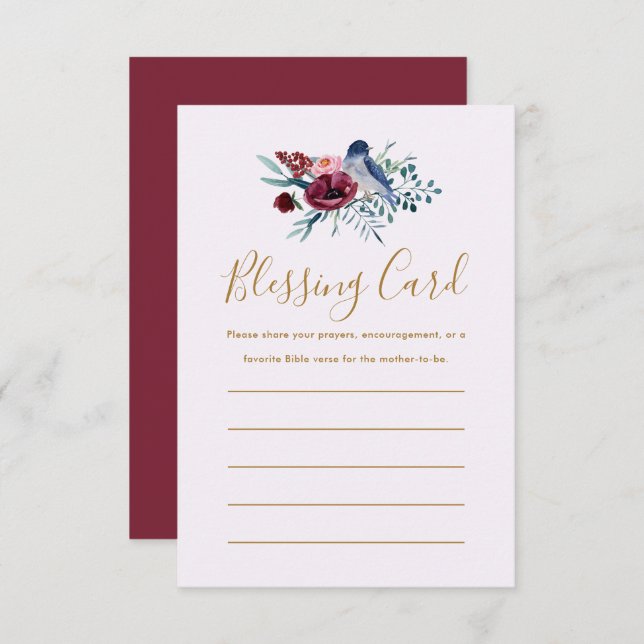 Floral Mother's Blessing Card Prayers Note Cards (Front/Back)
