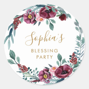 Floral Mother's Blessing Party Personalised Classic Round Sticker