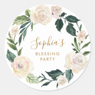 Floral Mother's Blessing Party Personalised  Classic Round Sticker
