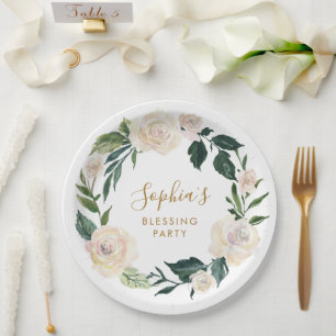 Floral Mother's Blessing Party Personalised  Paper Plate