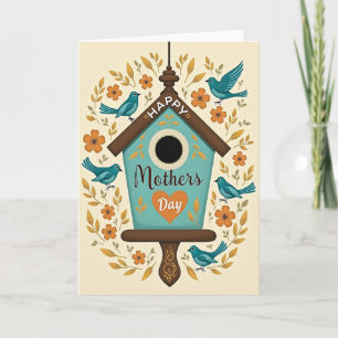Floral Mothers Day Cute Birds Card