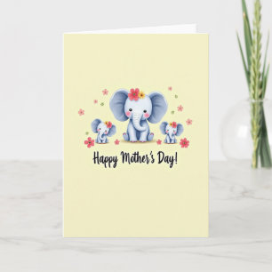 Floral Mothers Day Elephants Card