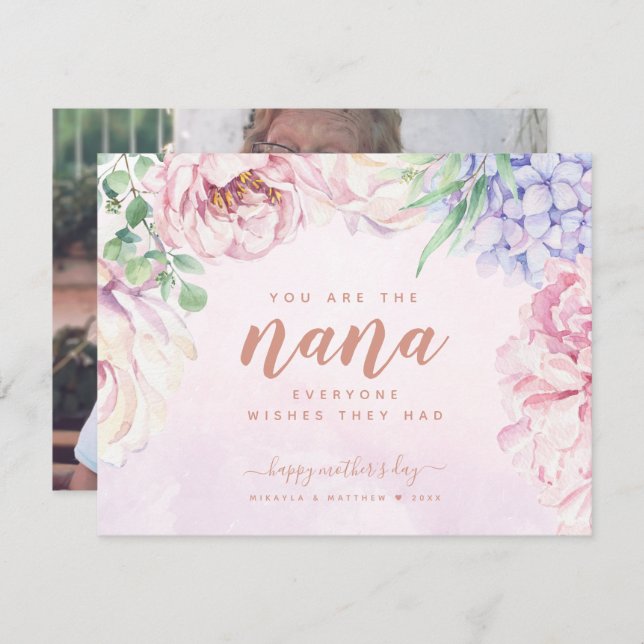 Floral Mother's Day For Nana Photo Card (Front/Back)