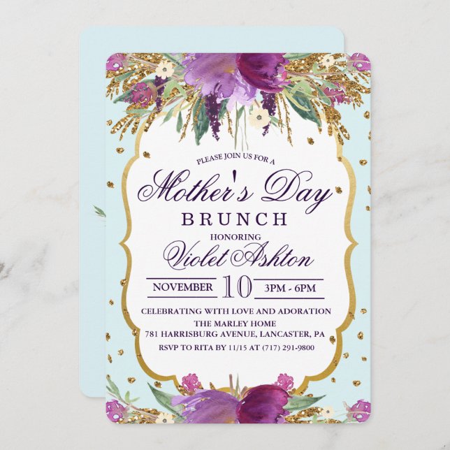 Floral Mother's Day Invitation (Front/Back)