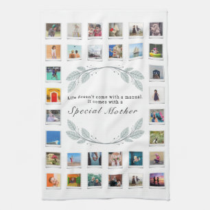 Floral Mothers Day Photo Collage Tea Towel