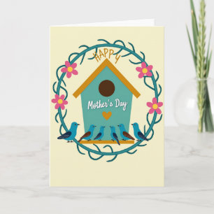 Floral Mothers Day Teal Wreath Card
