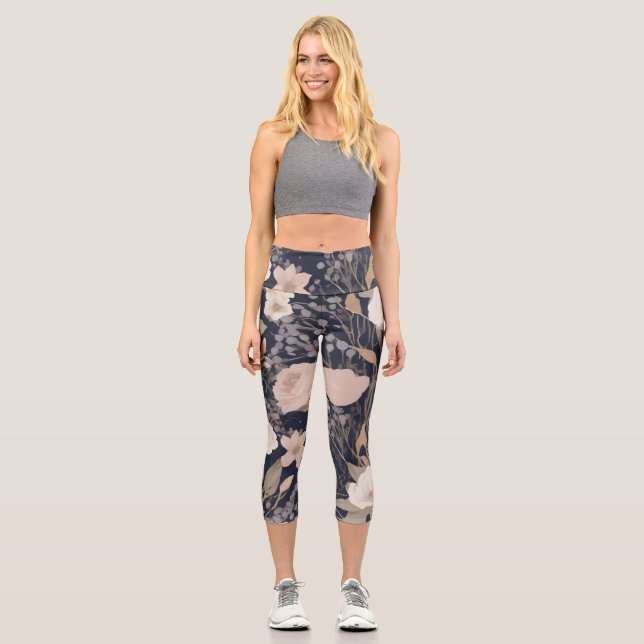 Floral Motif Yoga Capris (Front)