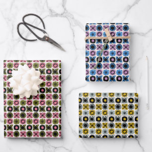 Floral Motifs Assorted Colours Wrapping Paper Shee